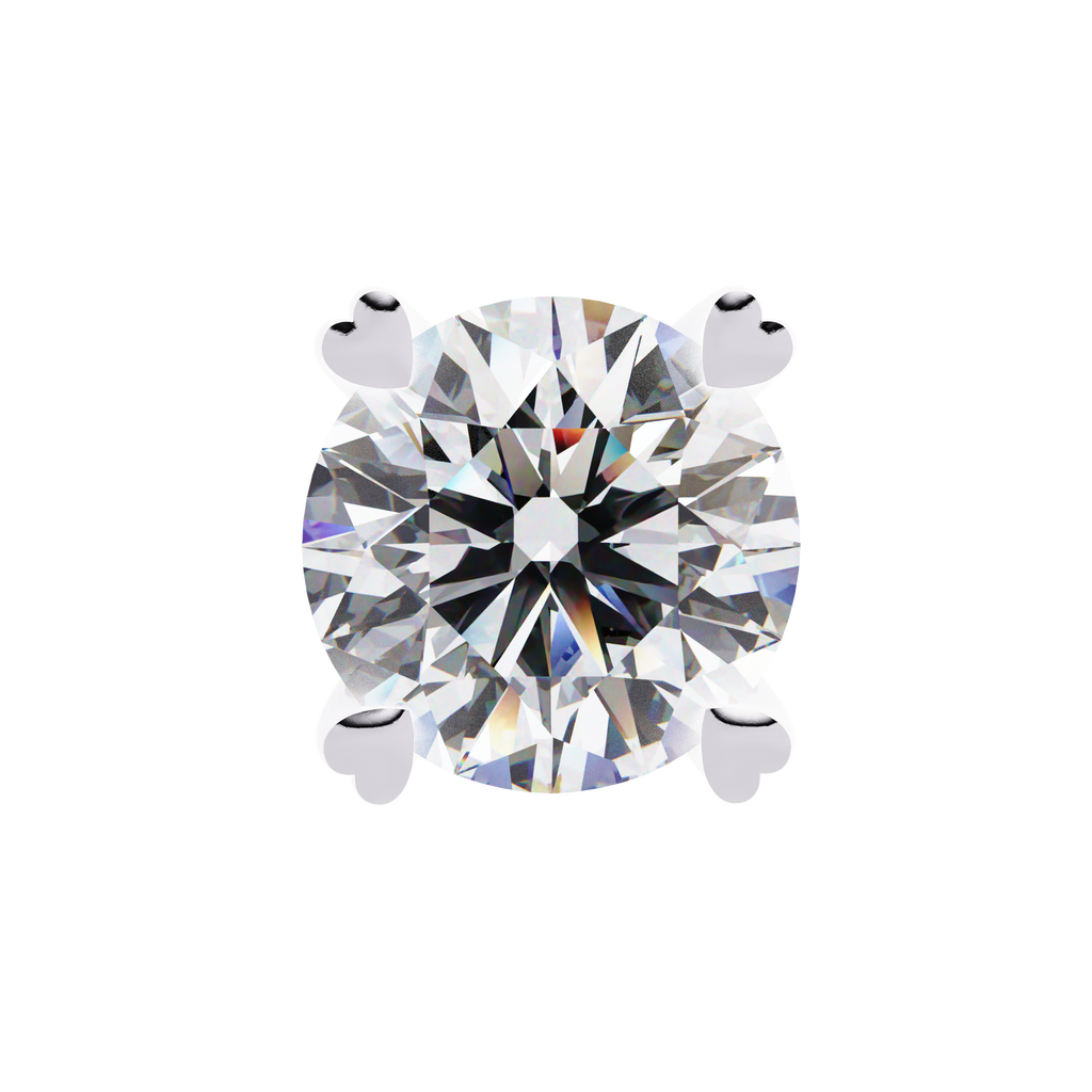 Rose Gold Heart Basket Solitaire Diamond Stud Earrings
