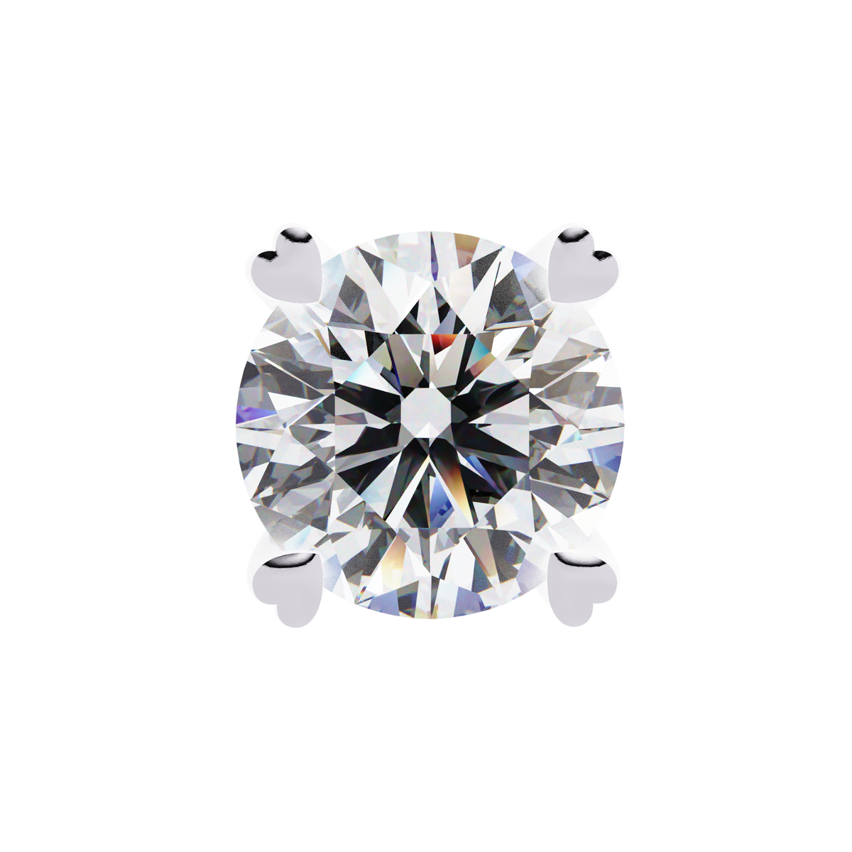 Rose Gold Heart Basket Solitaire Diamond Stud Earrings