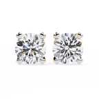 Rose Gold Heart Basket Solitaire Diamond Stud Earrings