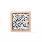 Rose Gold Bezel-Set Princess Cut Diamond Stud Earrings
