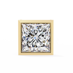 Yellow Gold Princess Cut Diamond Bezel Stud Earring