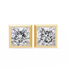 Gold Princess Cut Diamond Bezel Stud Earring