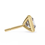 Yellow Gold Princess Cut Diamond Bezel Stud Earring