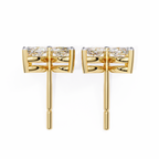 Yellow Gold Four-Petal Marquise Diamond Flower Stud Earring