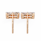 Rose Gold Ribbed-Wing Marquise Diamond Butterfly Stud Earrings