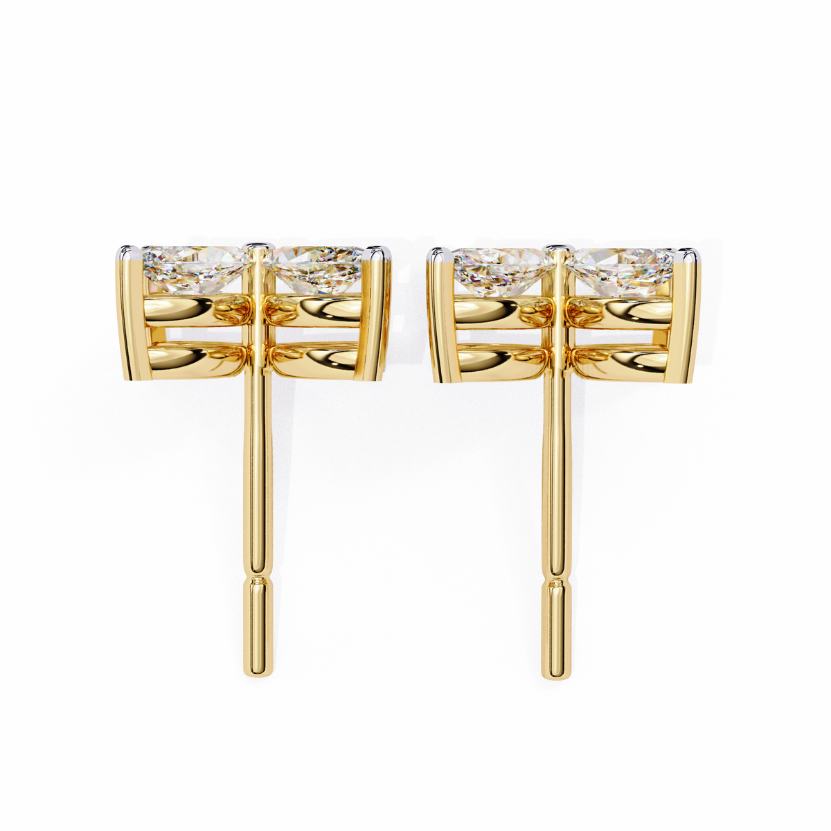 Yellow Gold Four-Petal Marquise Diamond Flower Stud Earring