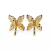 Gold Four-Petal Marquise Diamond Flower Stud Earring