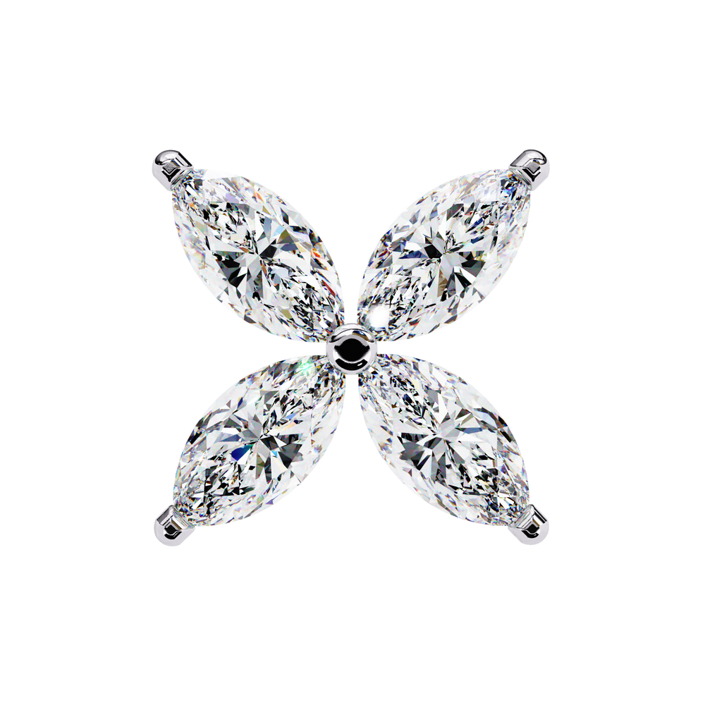 Rose Gold Ribbed-Wing Marquise Diamond Butterfly Stud Earrings
