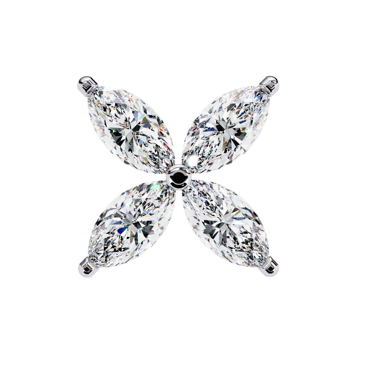 Rose Gold Ribbed-Wing Marquise Diamond Butterfly Stud Earrings