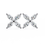 Rose Gold Ribbed-Wing Marquise Diamond Butterfly Stud Earrings