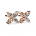 Rose Gold Ribbed-Wing Marquise Diamond Butterfly Stud Earrings