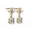 Gold Floral Crown & Round Brilliant Diamond Drop Earring
