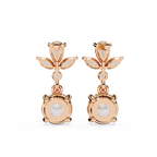 Rose Bloom Floral Crown Diamond Drop Earrings