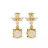 Gold Floral Crown & Round Brilliant Diamond Drop Earring