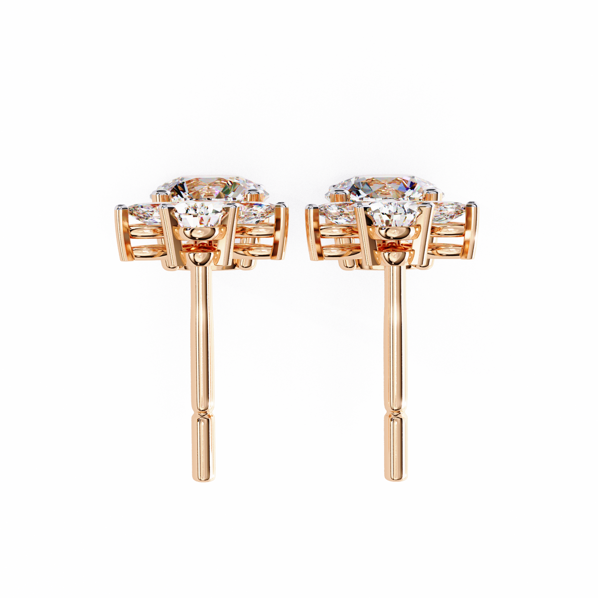 Rose Bloom Floral Crown Diamond Drop Earrings