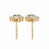Gold Floral Crown & Round Brilliant Diamond Drop Earring