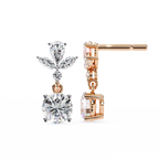 Rose Bloom Floral Crown Diamond Drop Earrings