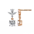 Rose Bloom Floral Crown Diamond Drop Earrings