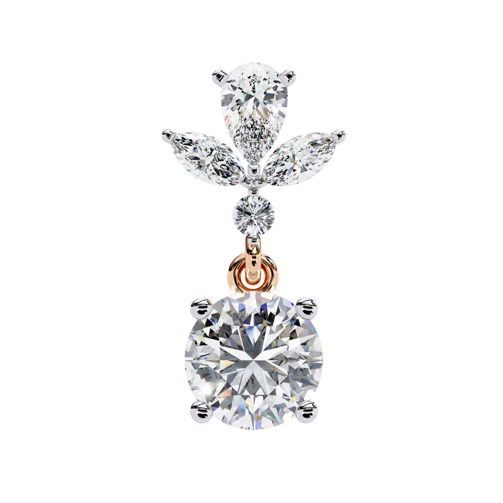 Rose Bloom Floral Crown Diamond Drop Earrings