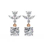 Rose Bloom Floral Crown Diamond Drop Earrings