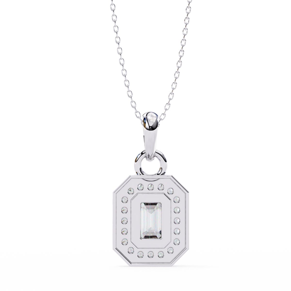 Natural Diamond Empire Halo Pendant