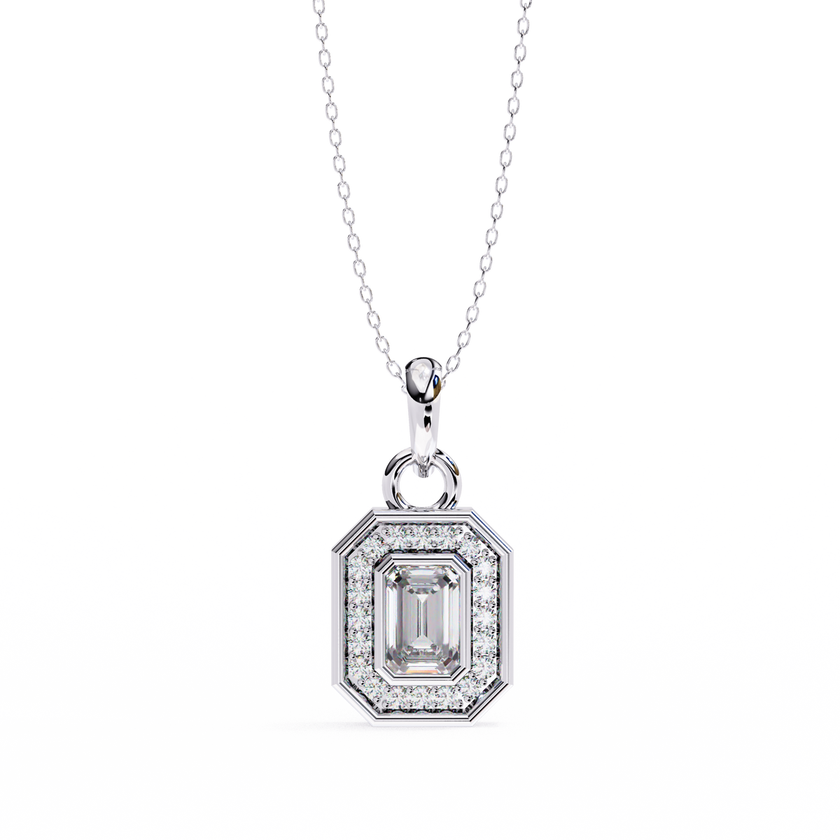 Natural Diamond Empire Halo Pendant