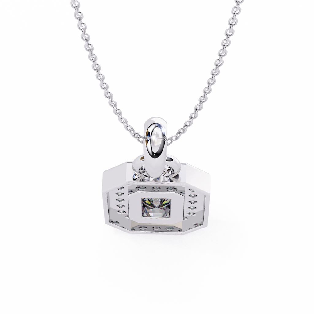 Natural Diamond Empire Halo Pendant