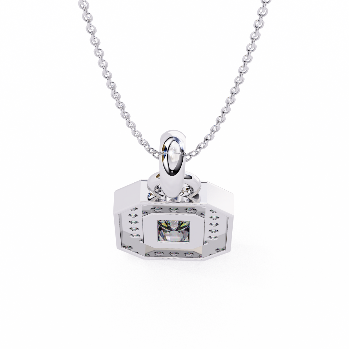 Natural Diamond Empire Halo Pendant