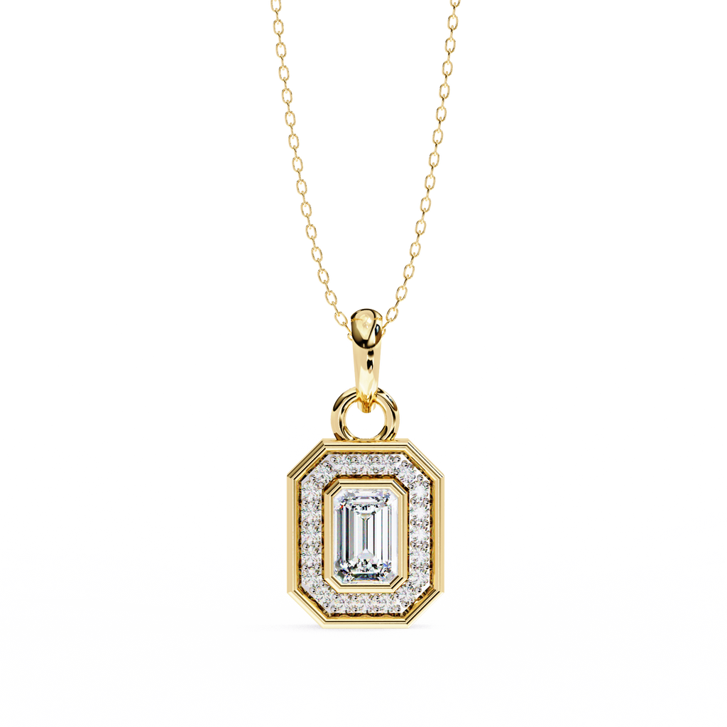 Natural Diamond Empire Halo Pendant