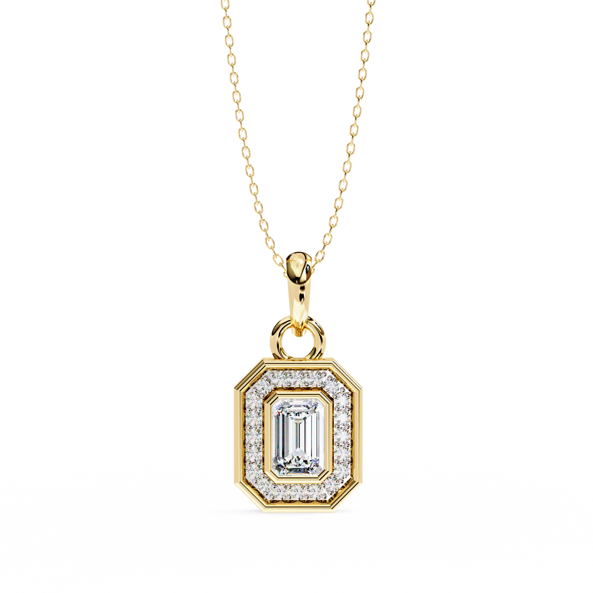 Natural Diamond Empire Halo Pendant