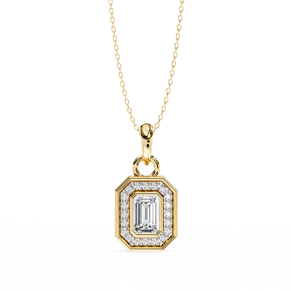 Natural Diamond Empire Halo Pendant