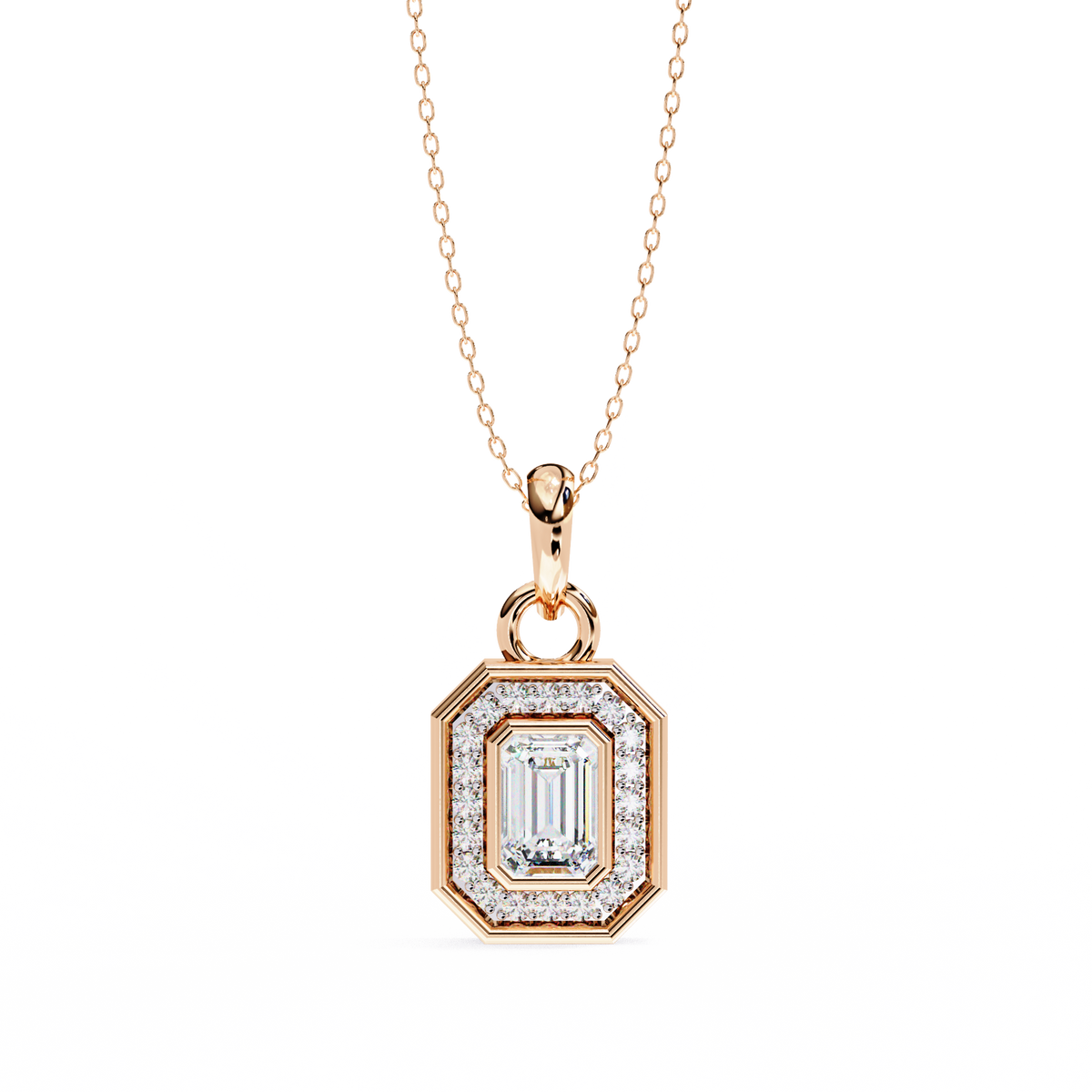 Natural Diamond Empire Halo Pendant