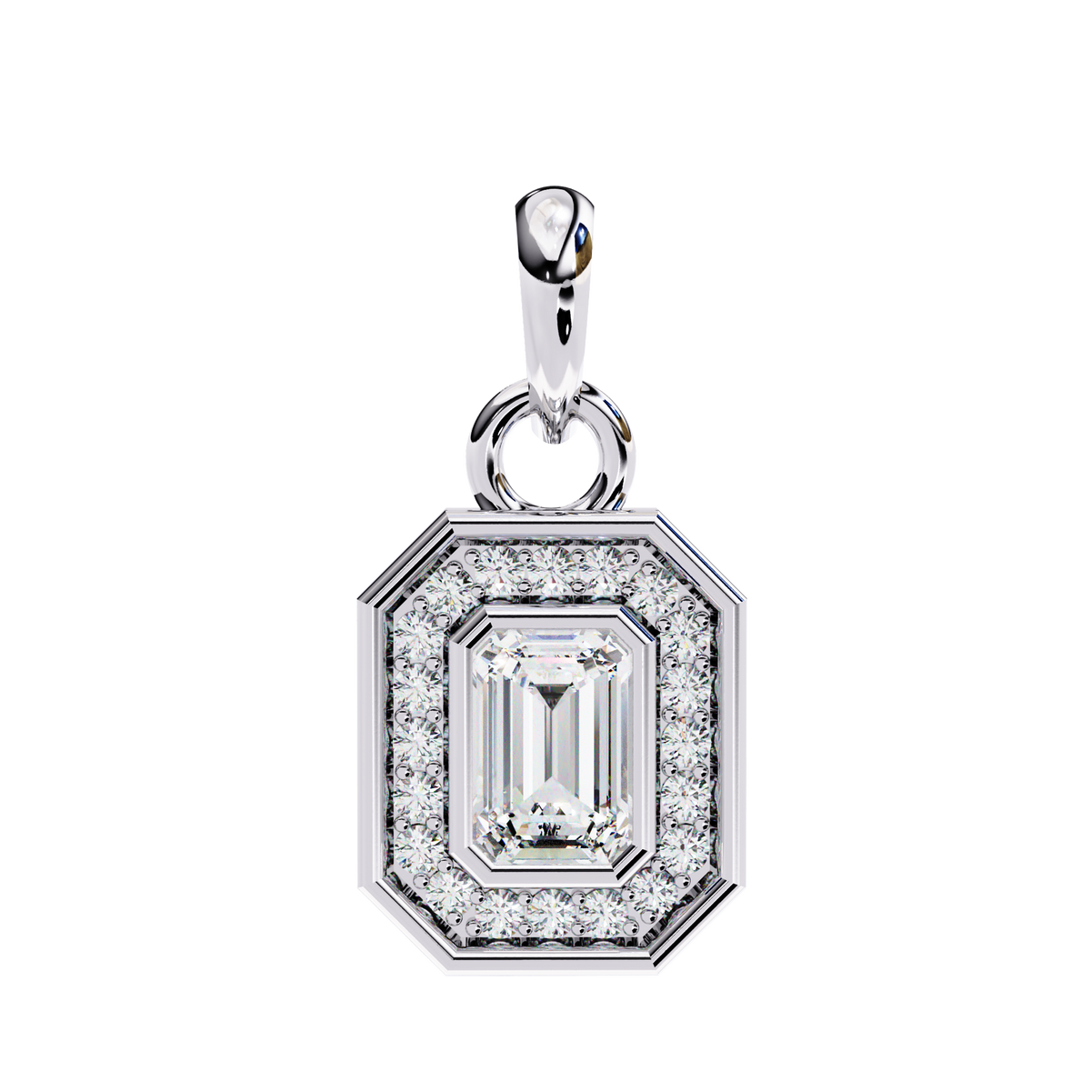 Natural Diamond Empire Halo Pendant