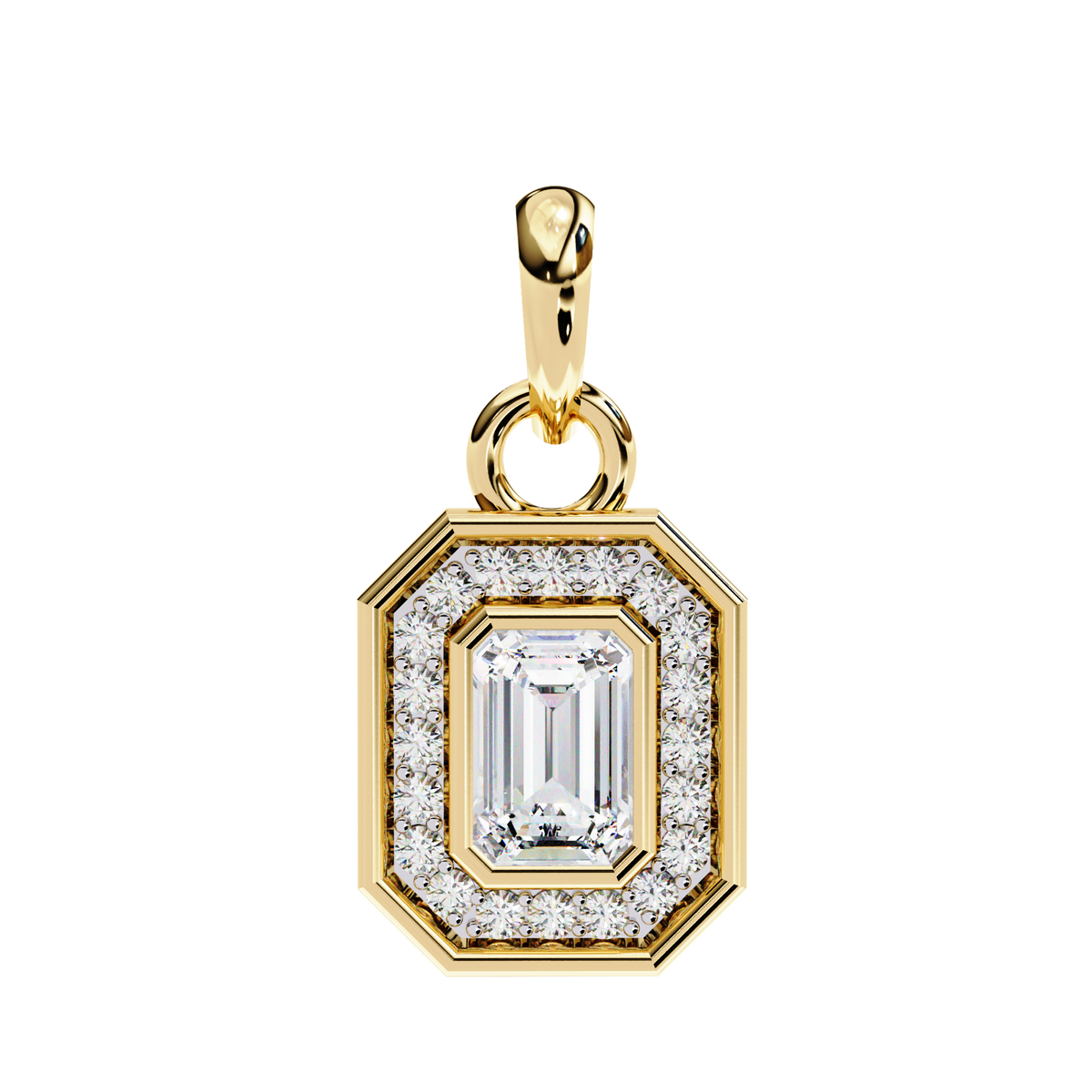 Natural Diamond Empire Halo Pendant