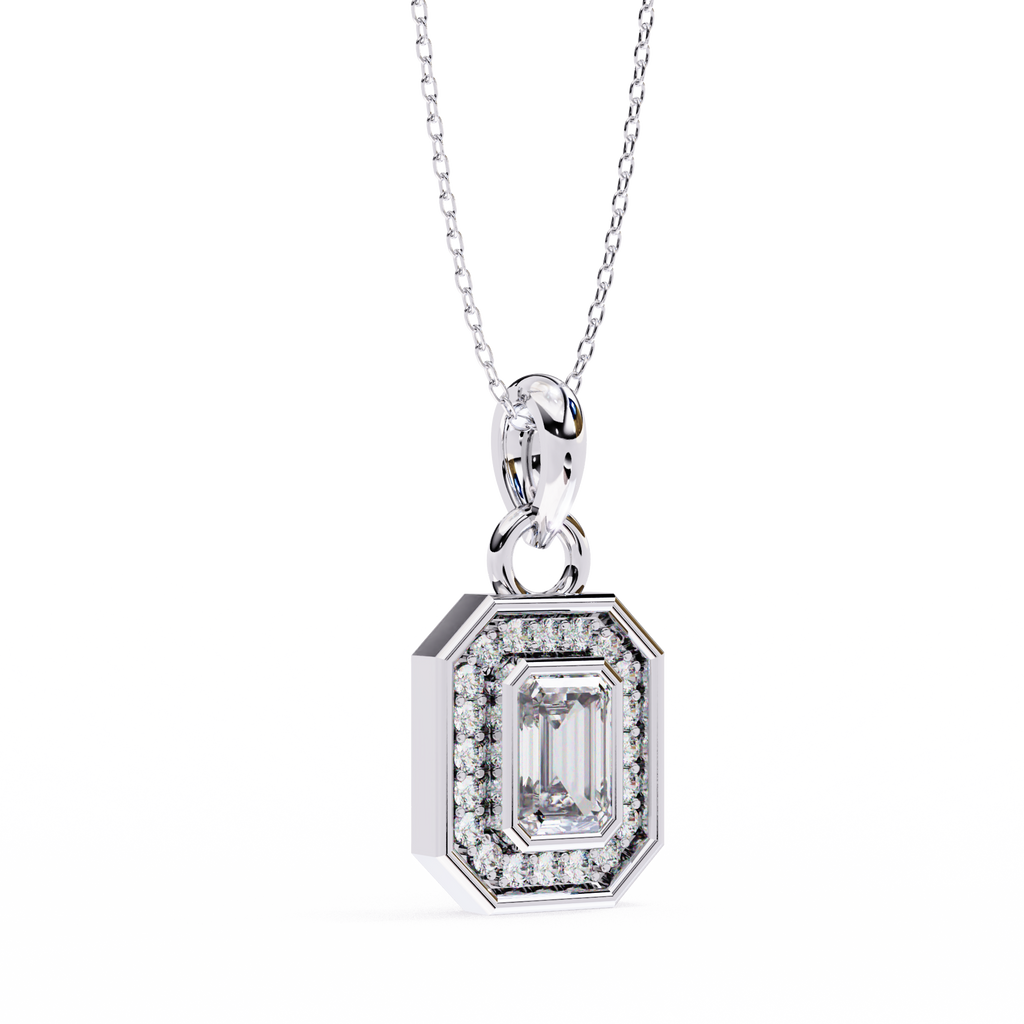 Natural Diamond Empire Halo Pendant