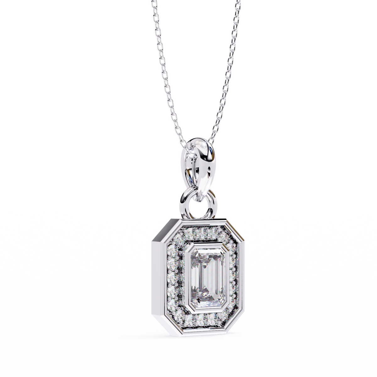 Natural Diamond Empire Halo Pendant