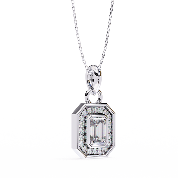 Natural Diamond Empire Halo Pendant