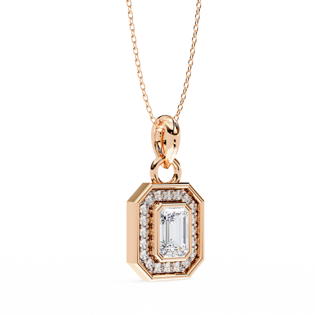 Natural Diamond Empire Halo Pendant