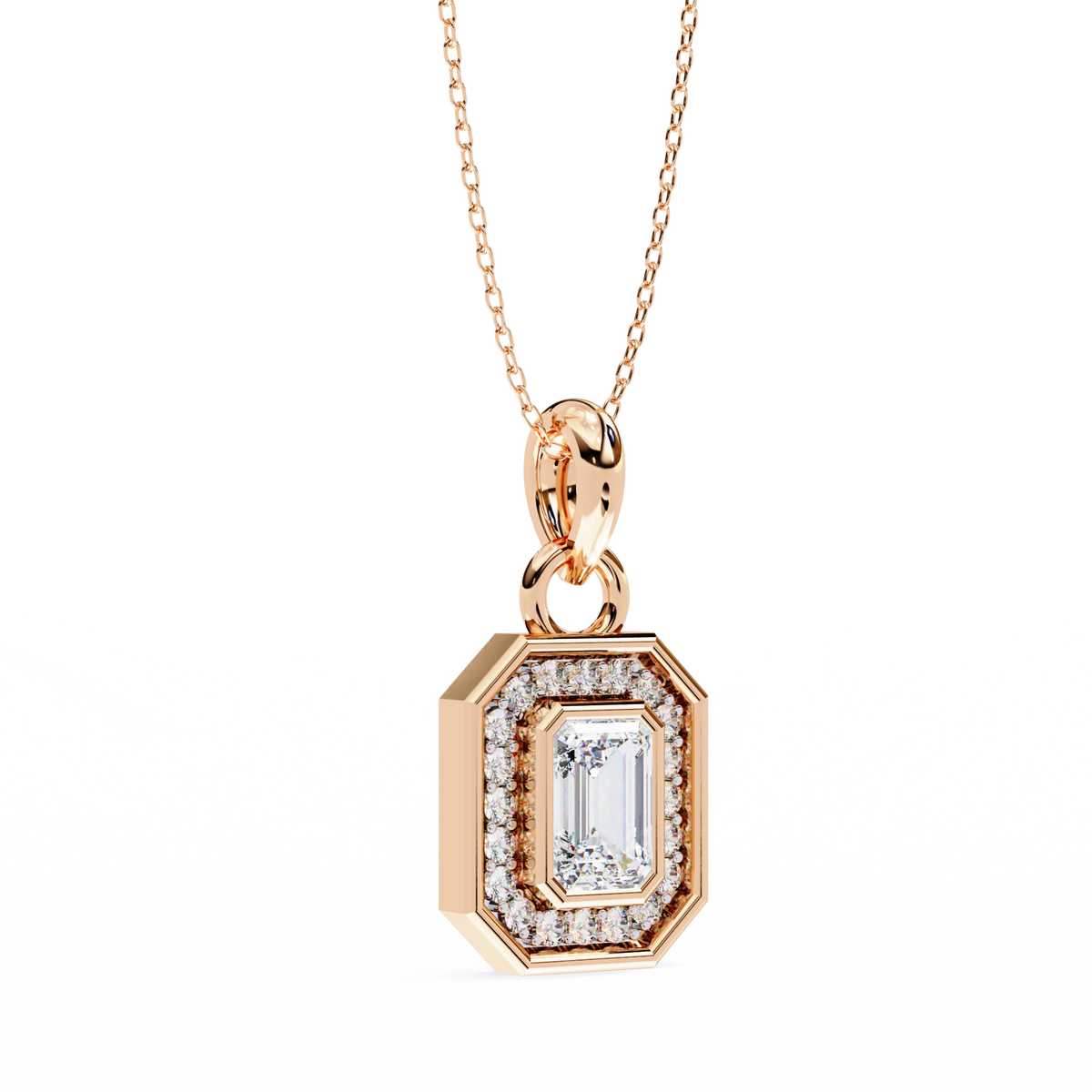 Natural Diamond Empire Halo Pendant