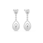 Larmes Double Pear Halo Diamond Drop Earring