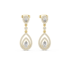 Larmes Double Pear Halo Diamond Drop Earring