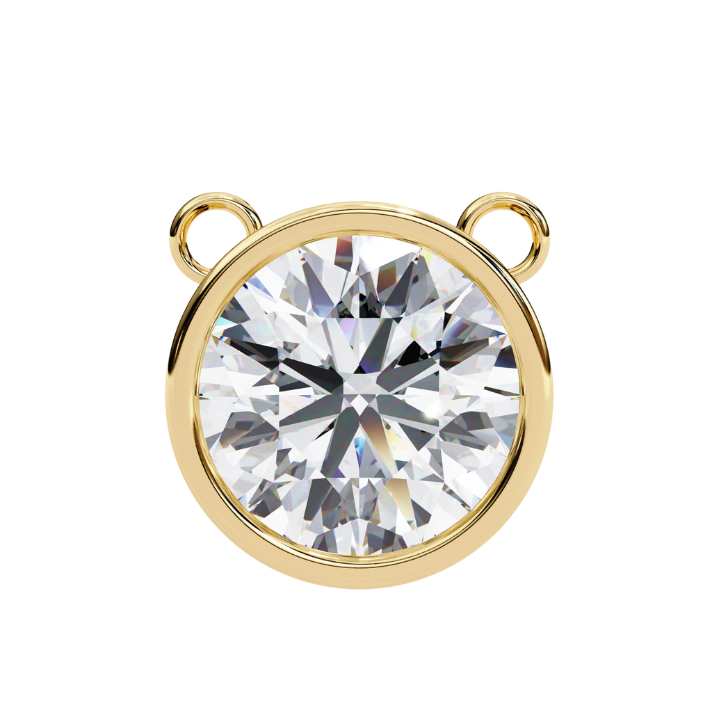 Yellow Gold Round Brilliant Diamond Bezel Solitaire Pendant