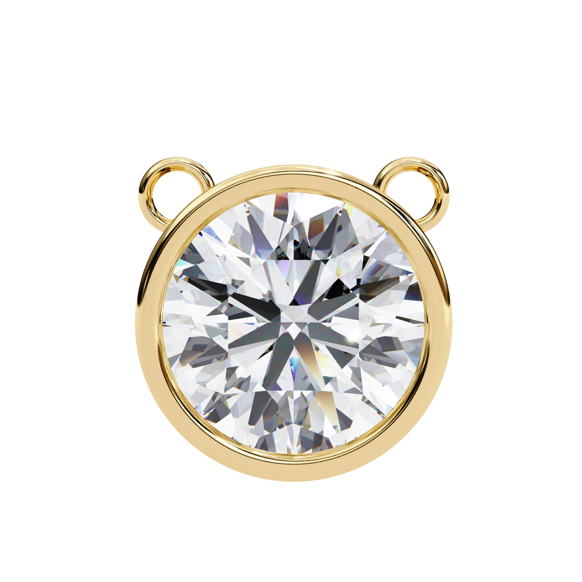 Yellow Gold Round Brilliant Diamond Bezel Solitaire Pendant