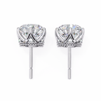 White Gold Six-Prong Crown Round Diamond Stud Earrings