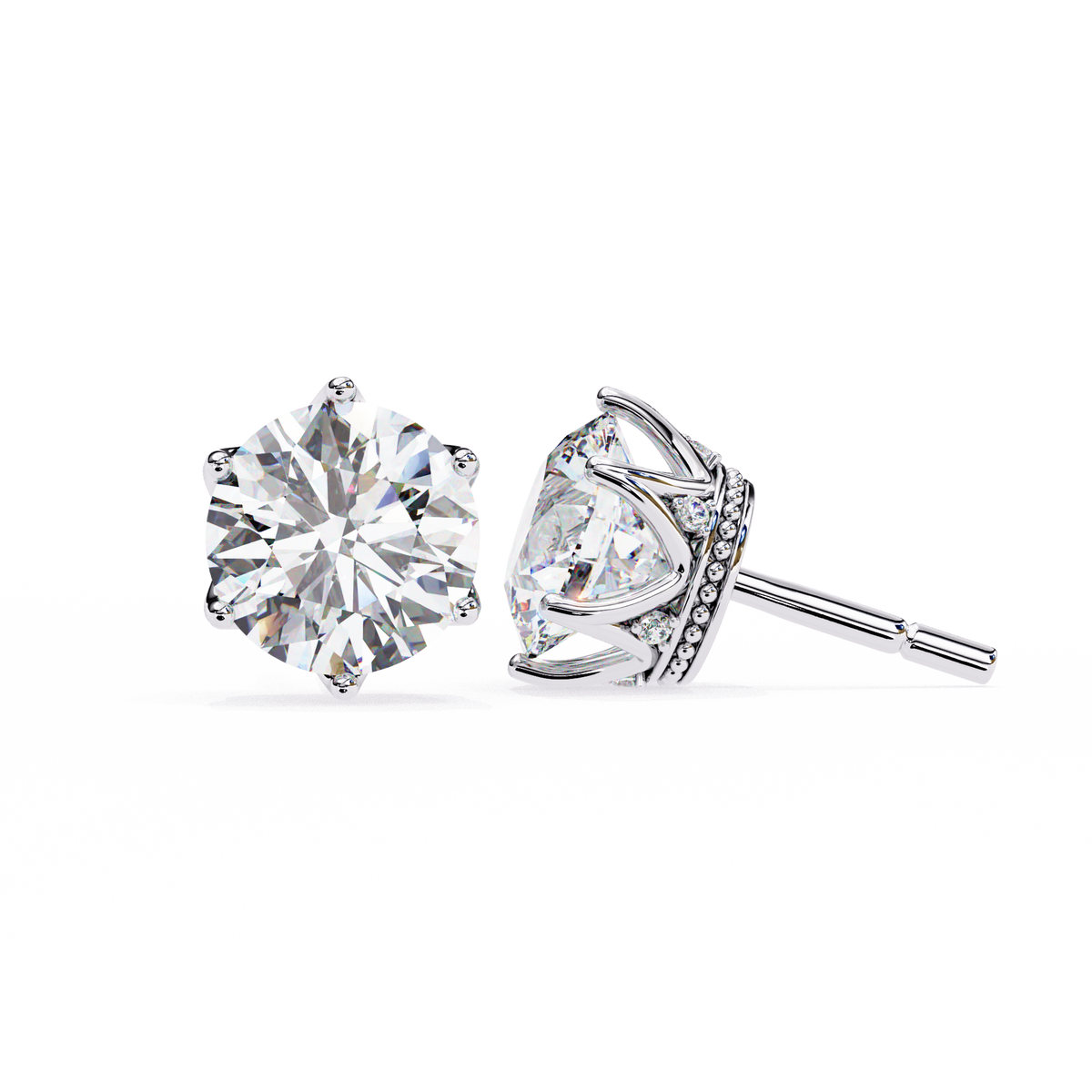 Brilliant Round Cut Natural Diamond Stud Earrings