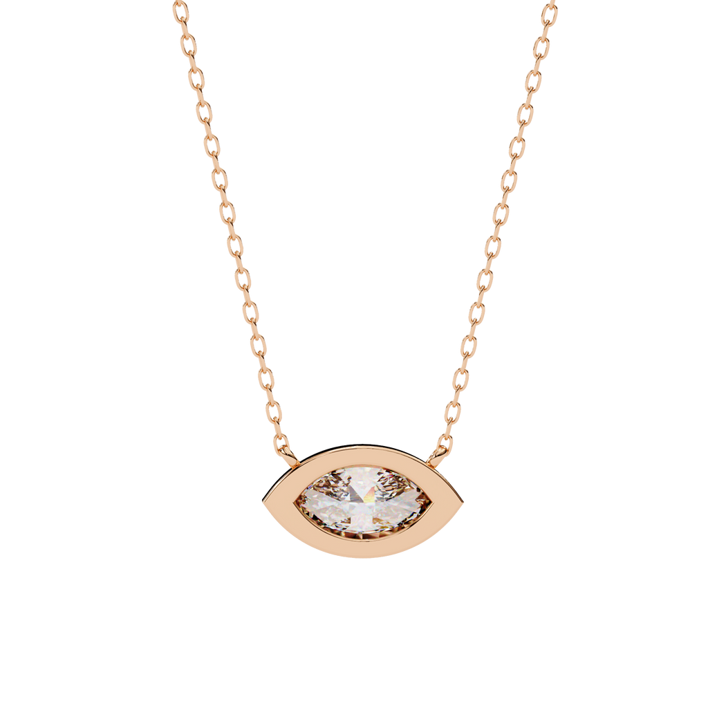 Rose Gold East-West Marquise Diamond Bezel Pendant
