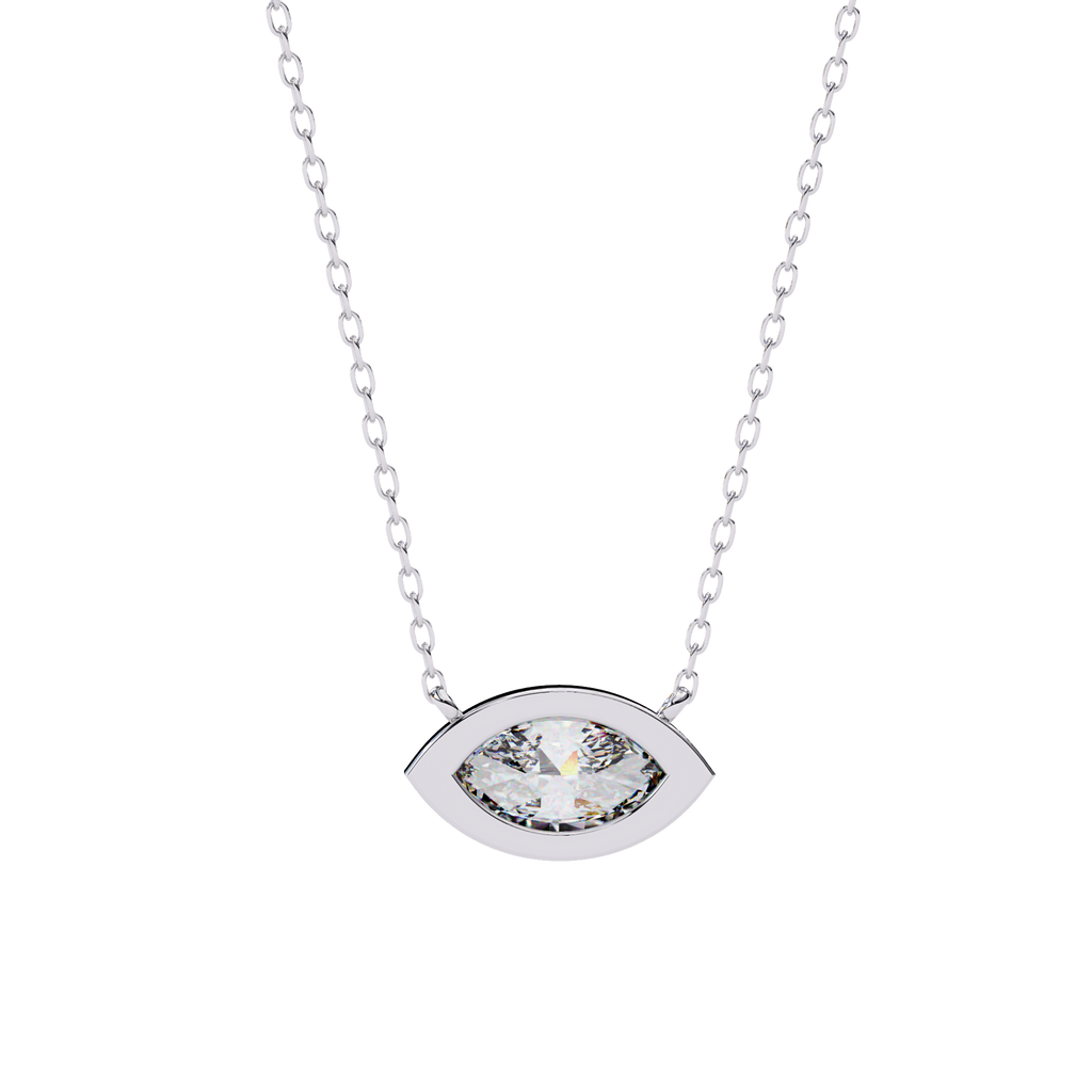 Marquise-Cut Evil Eye Natural Diamond Pendant