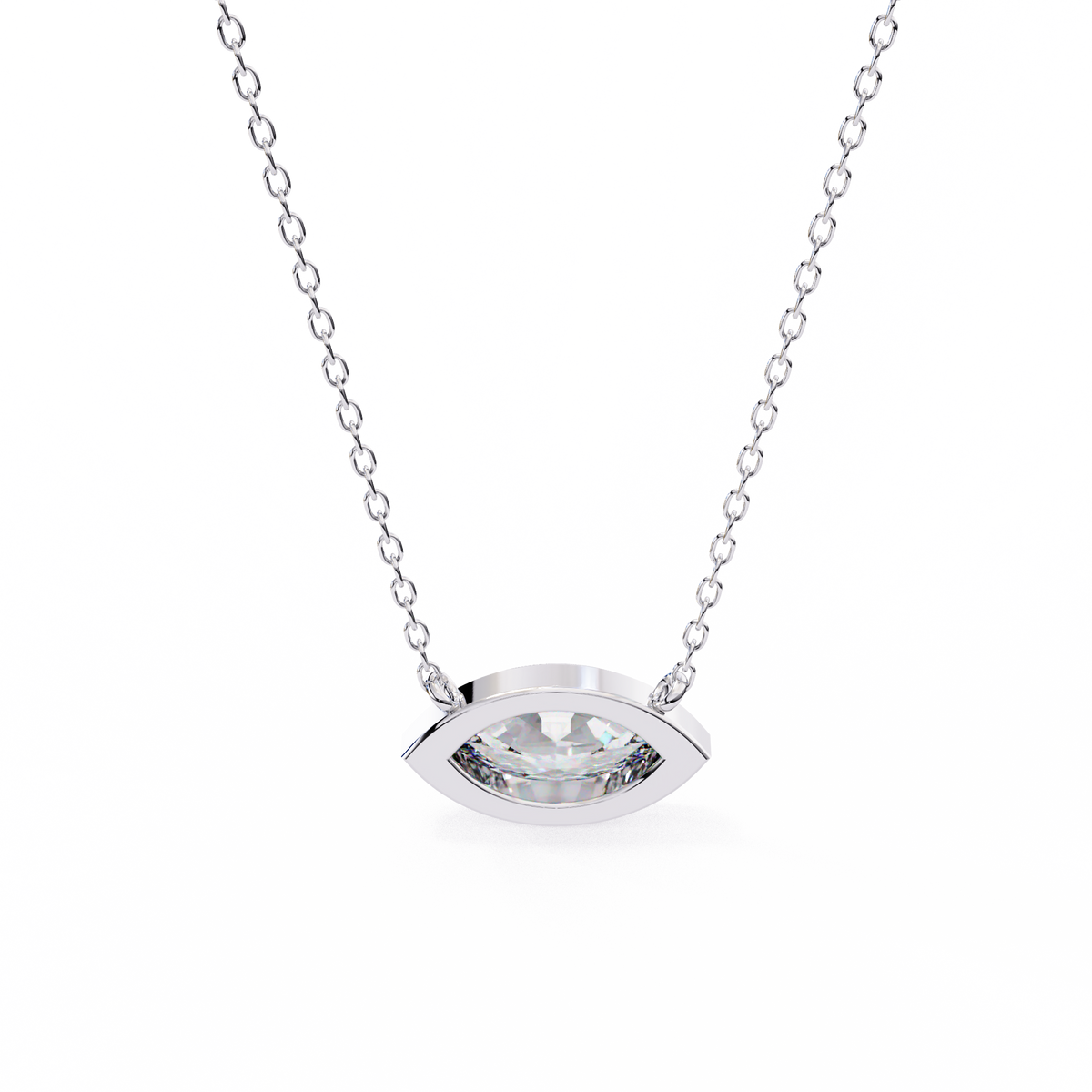 White Gold East-West Marquise Diamond Pendant