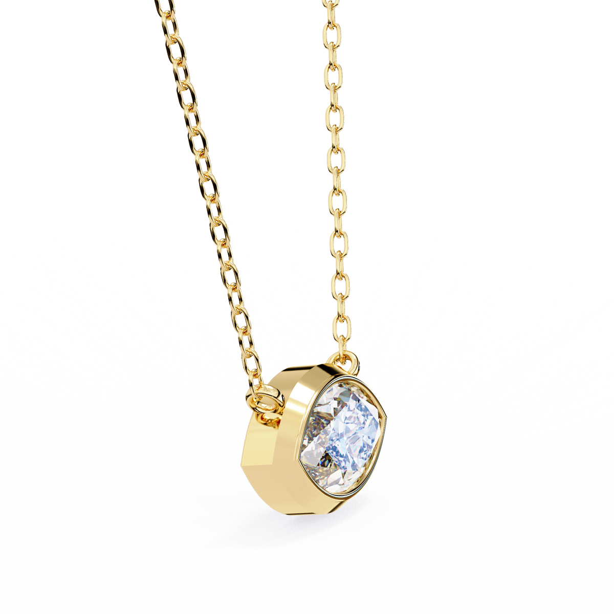 Yellow Gold East-West Marquise Diamond Bezel Pendant