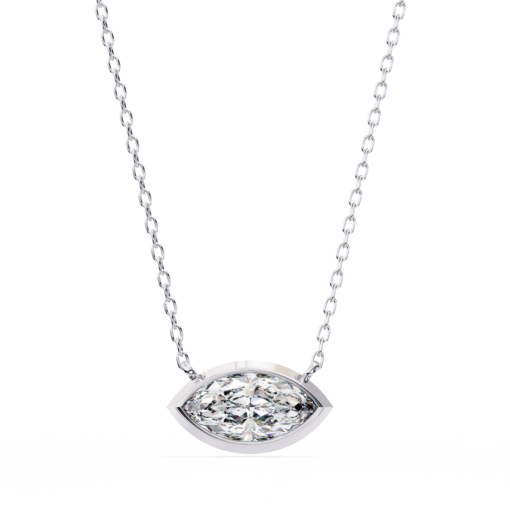 White Gold East-West Marquise Diamond Pendant